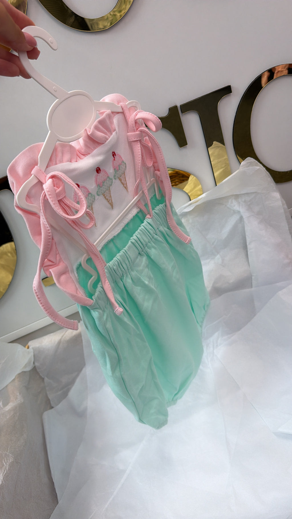 Ice cream backless romper & headband