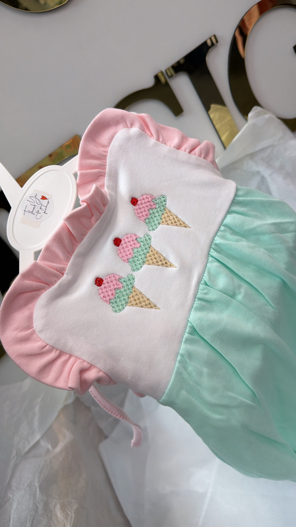 Ice cream backless romper & headband