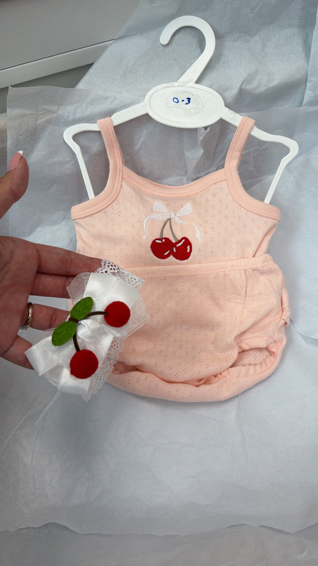 Cherry vest pants&headbow