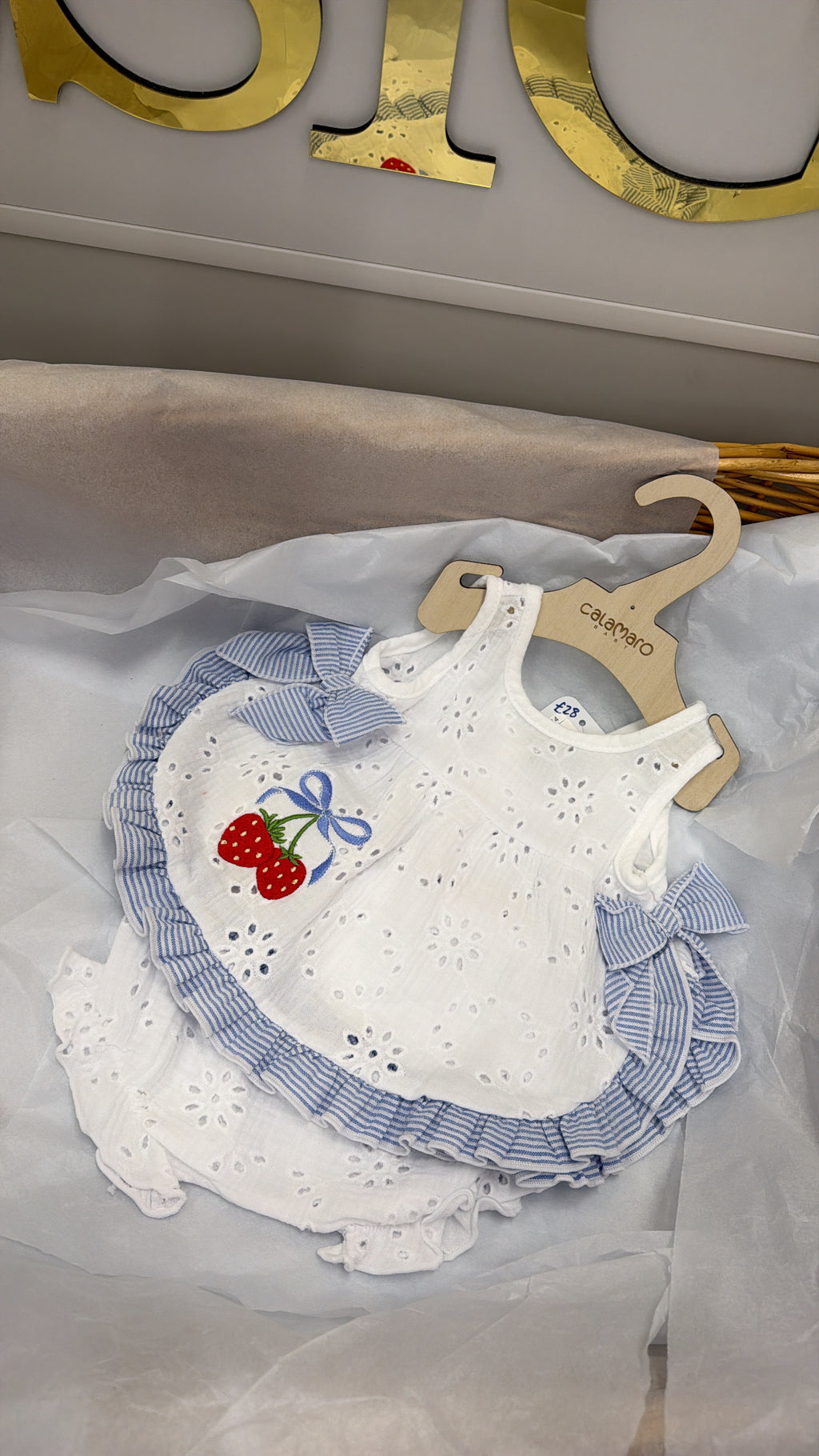 Strawberry blue stripe swing top and pant and hat