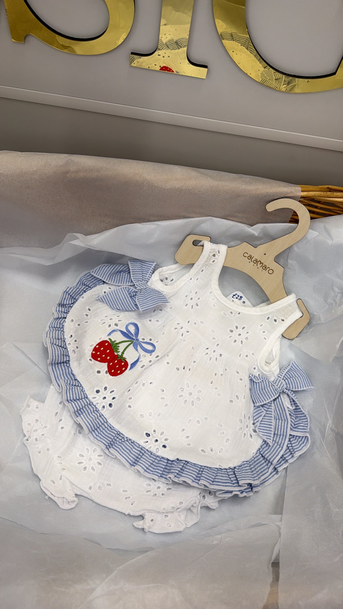 Strawberry blue stripe swing top and pant and hat