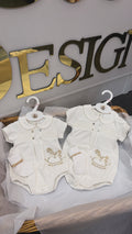 Rocking horse romper with socks ￼