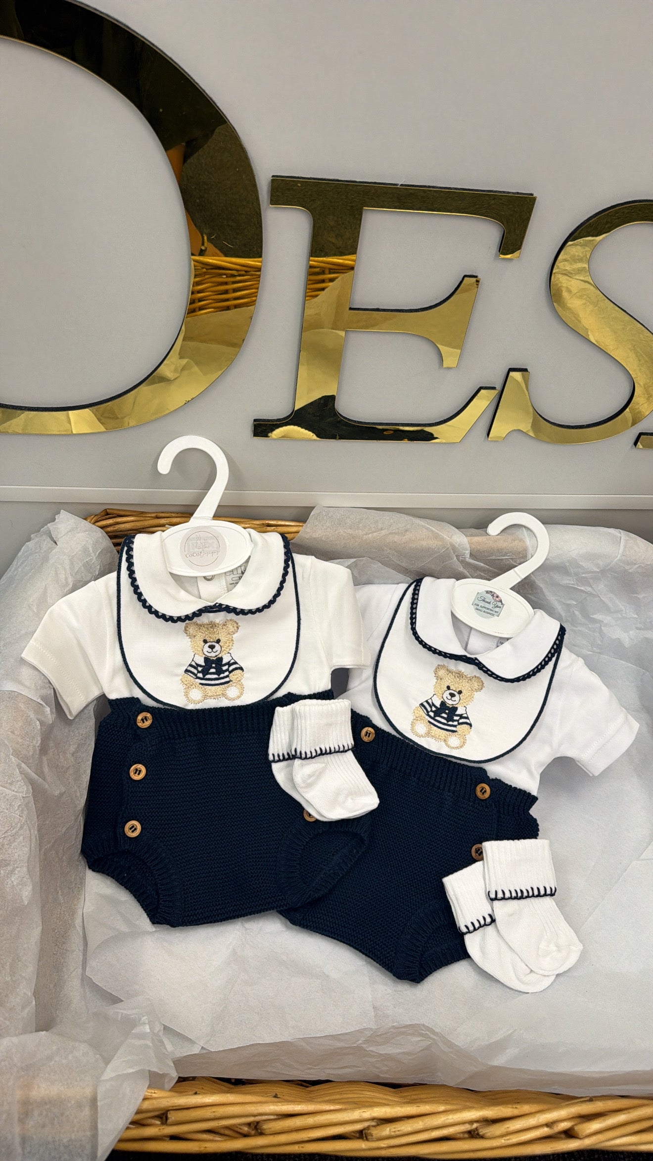 Navy bear outfit and socks