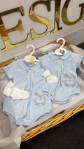 Rocking horse smocked romper&socks