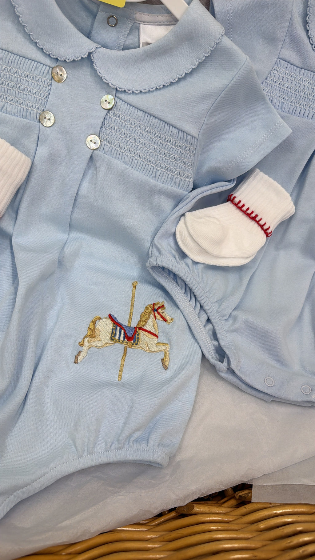 Galloper horse smocked romper&socks