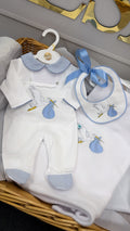 Blue stork babygrow&bib (blanket sold separately)