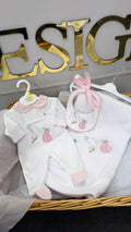 Pink stork babygrow&bib (blanket sold separately)