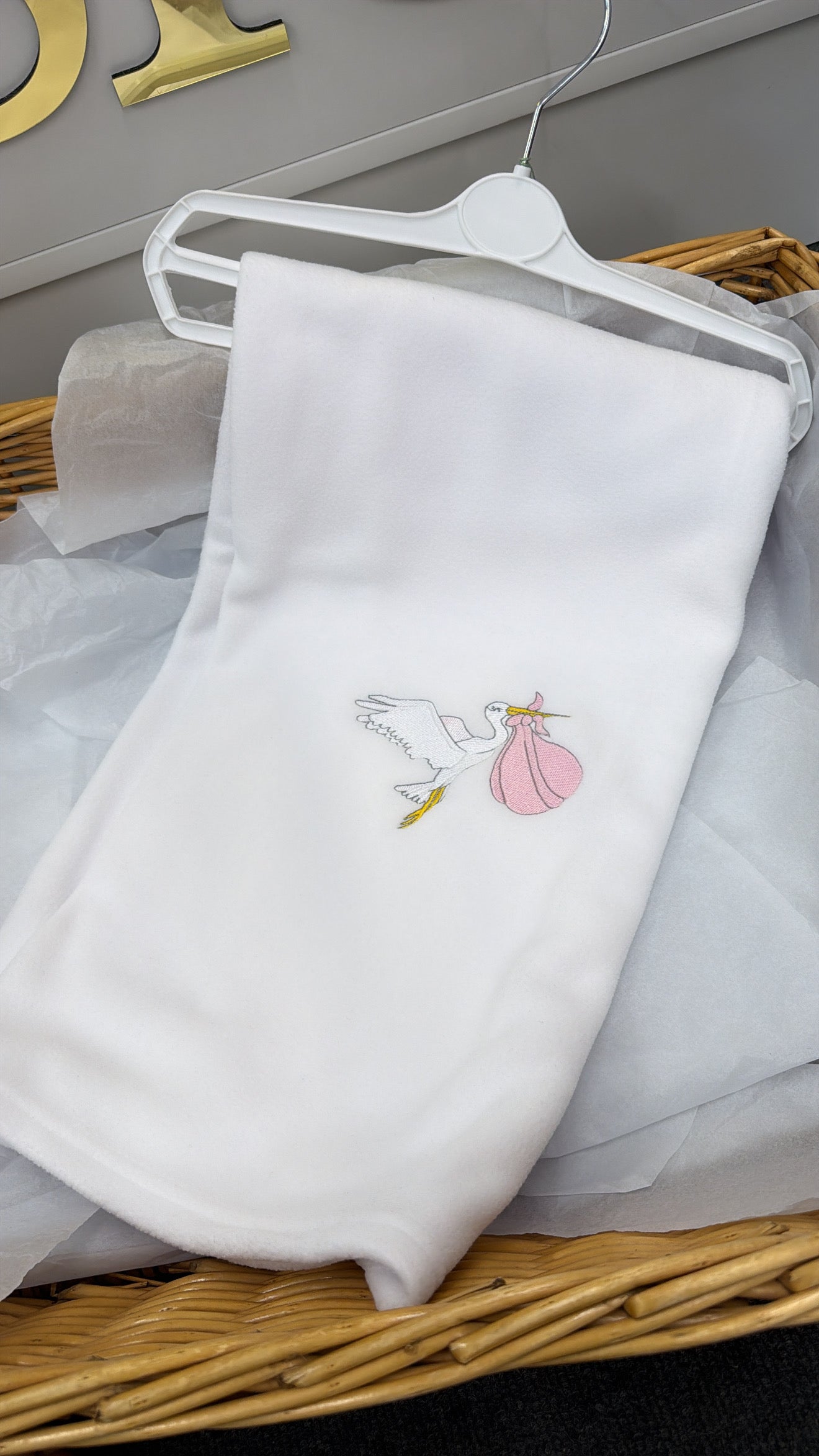 Pink stork blanket