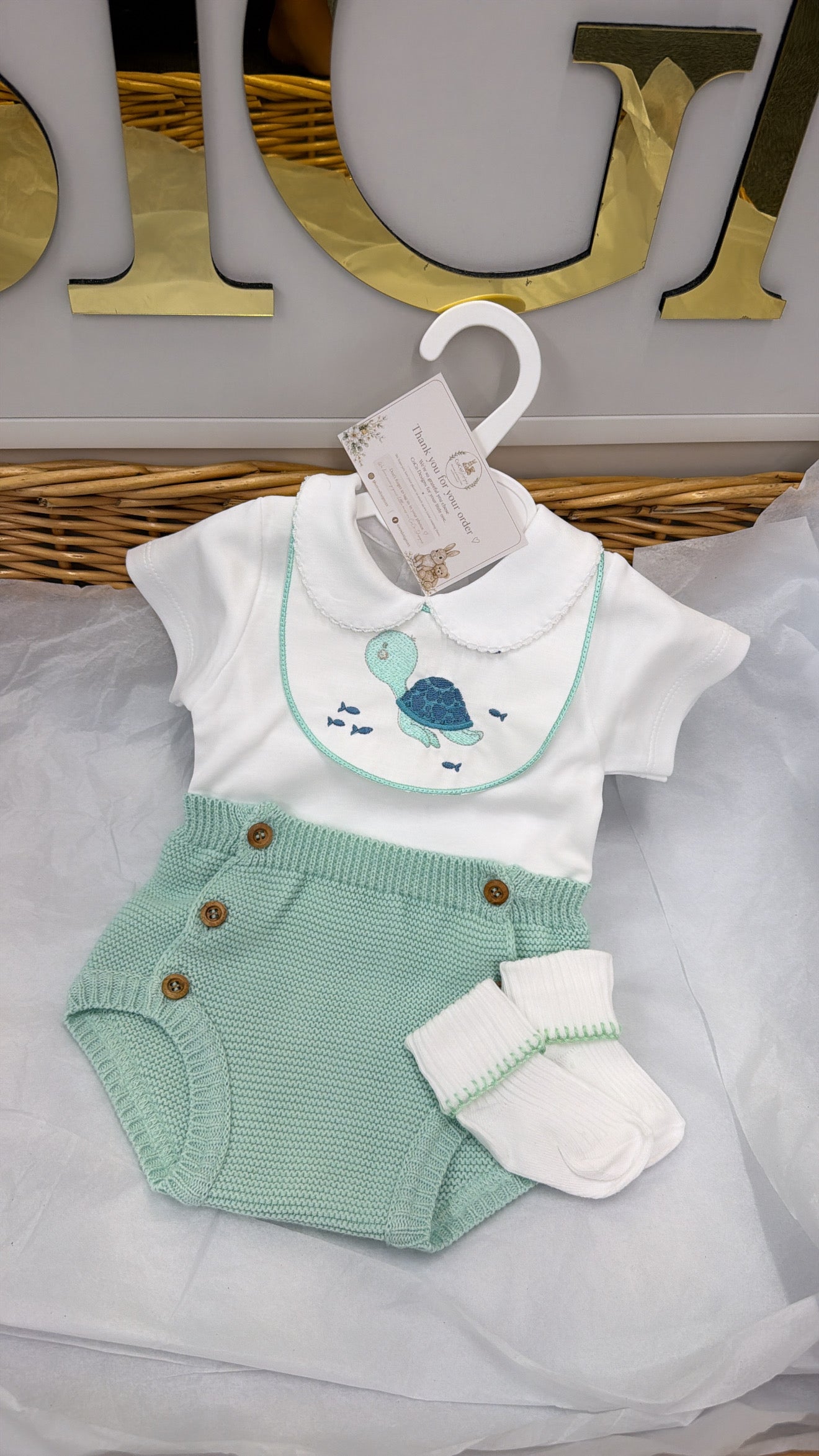 Mint green turtle pant set