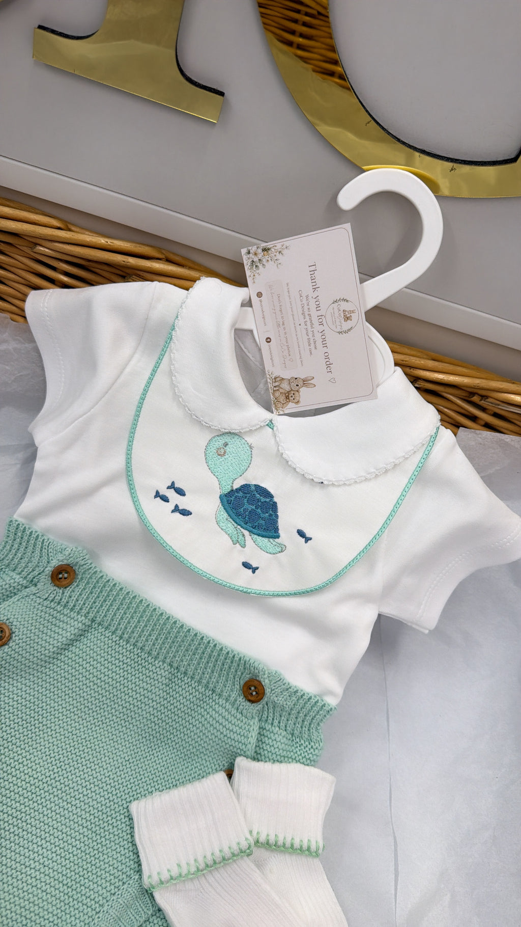 Mint green turtle pant set
