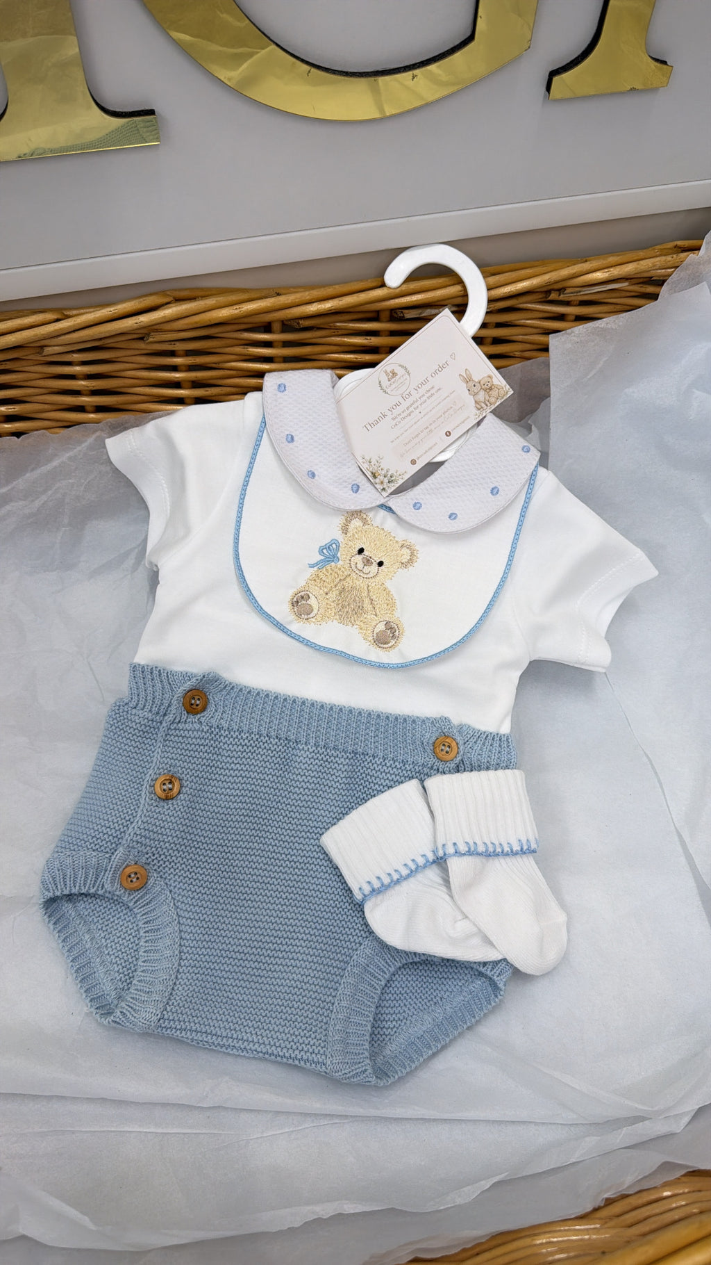 Baby blue bear pant set