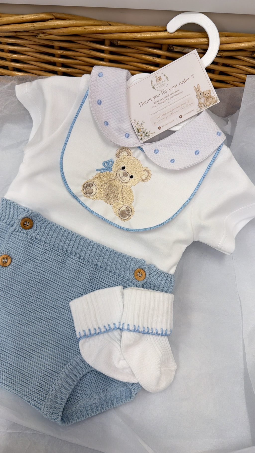 Baby blue bear pant set