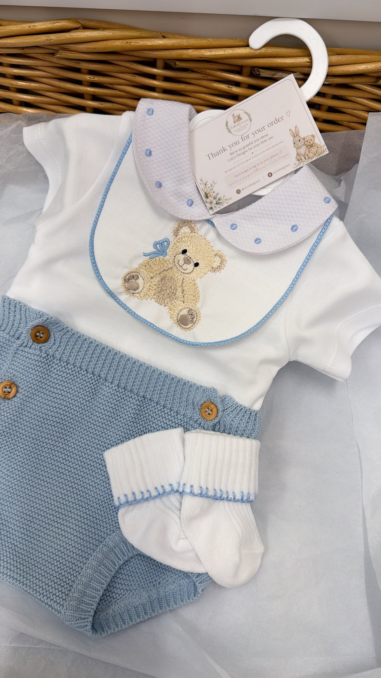 Baby blue bear pant set