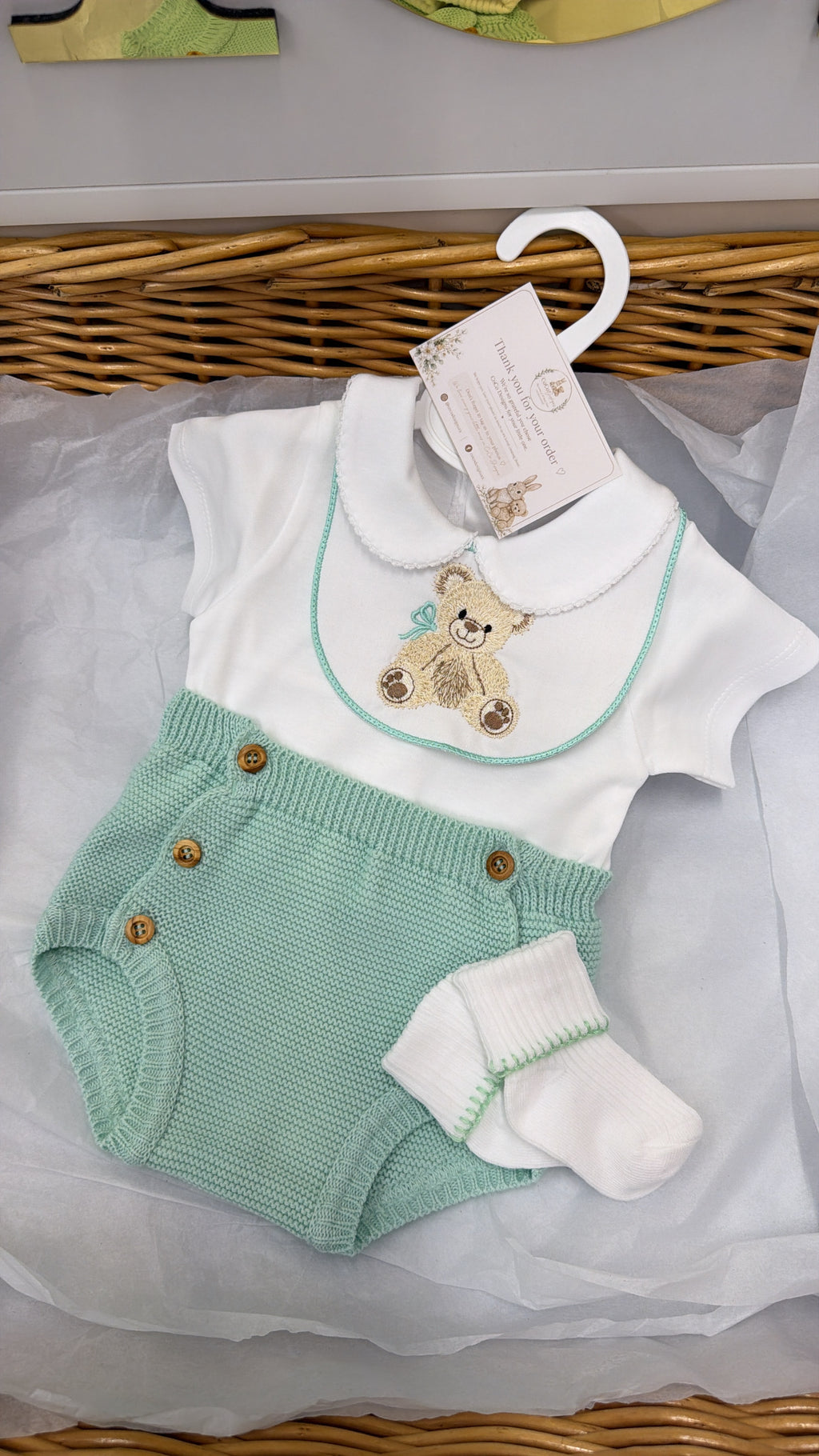 Mint green bear pant set