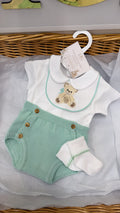 Mint green bear pant set