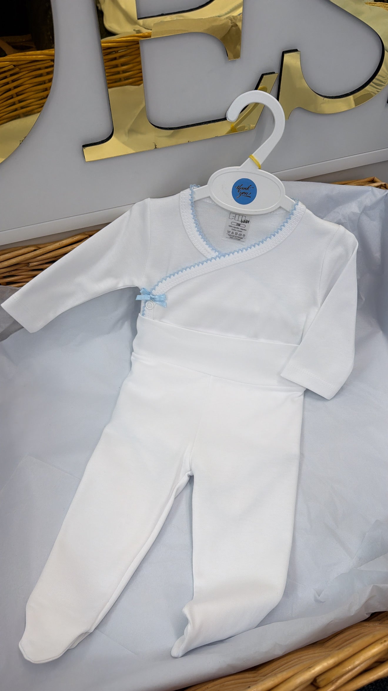 Pants and top two piece blue trim
