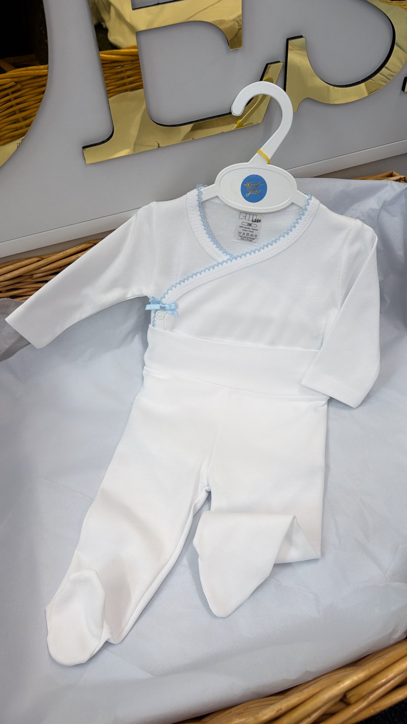 Pants and top two piece blue trim