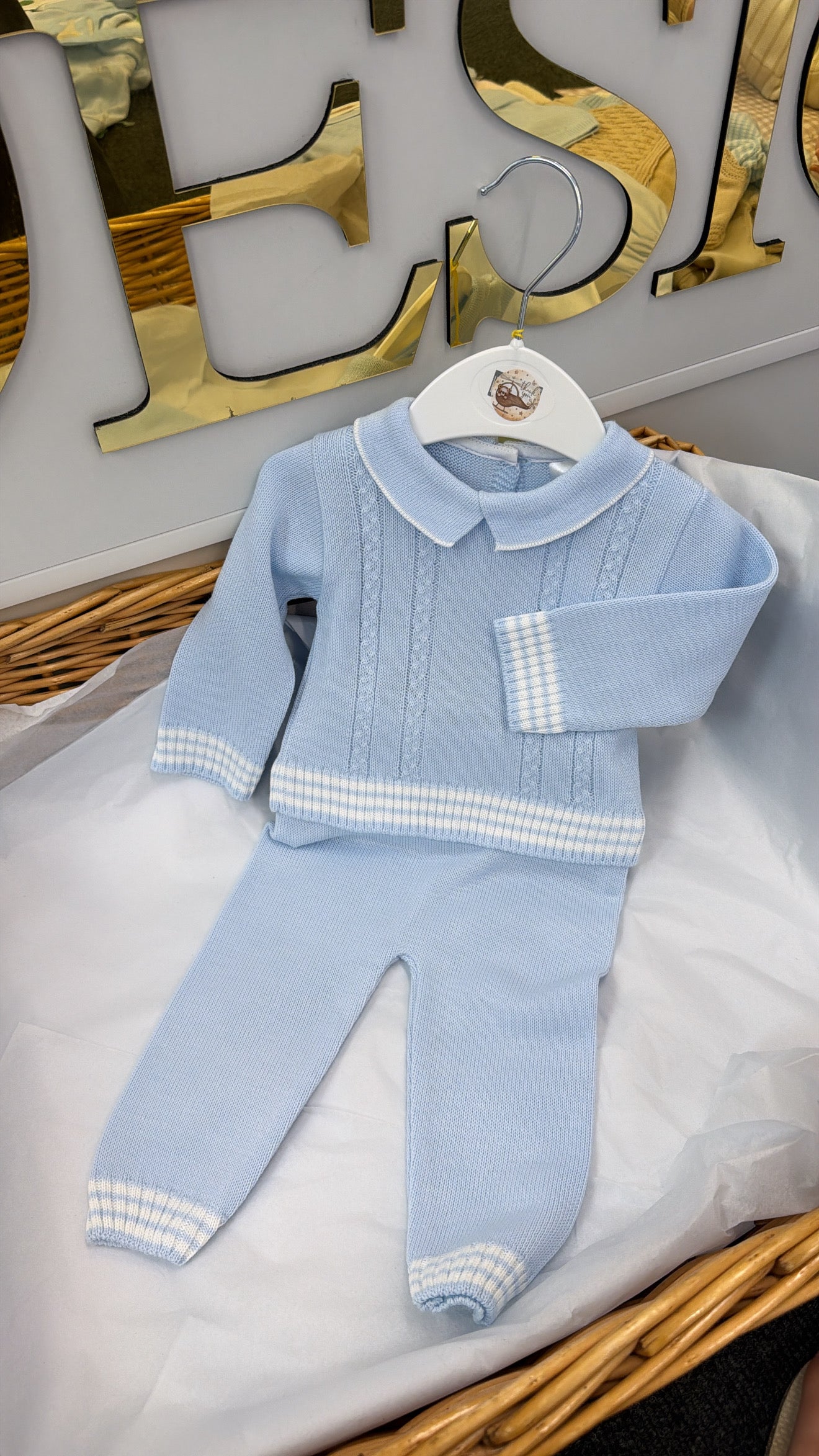 Blue boys knit trouser set