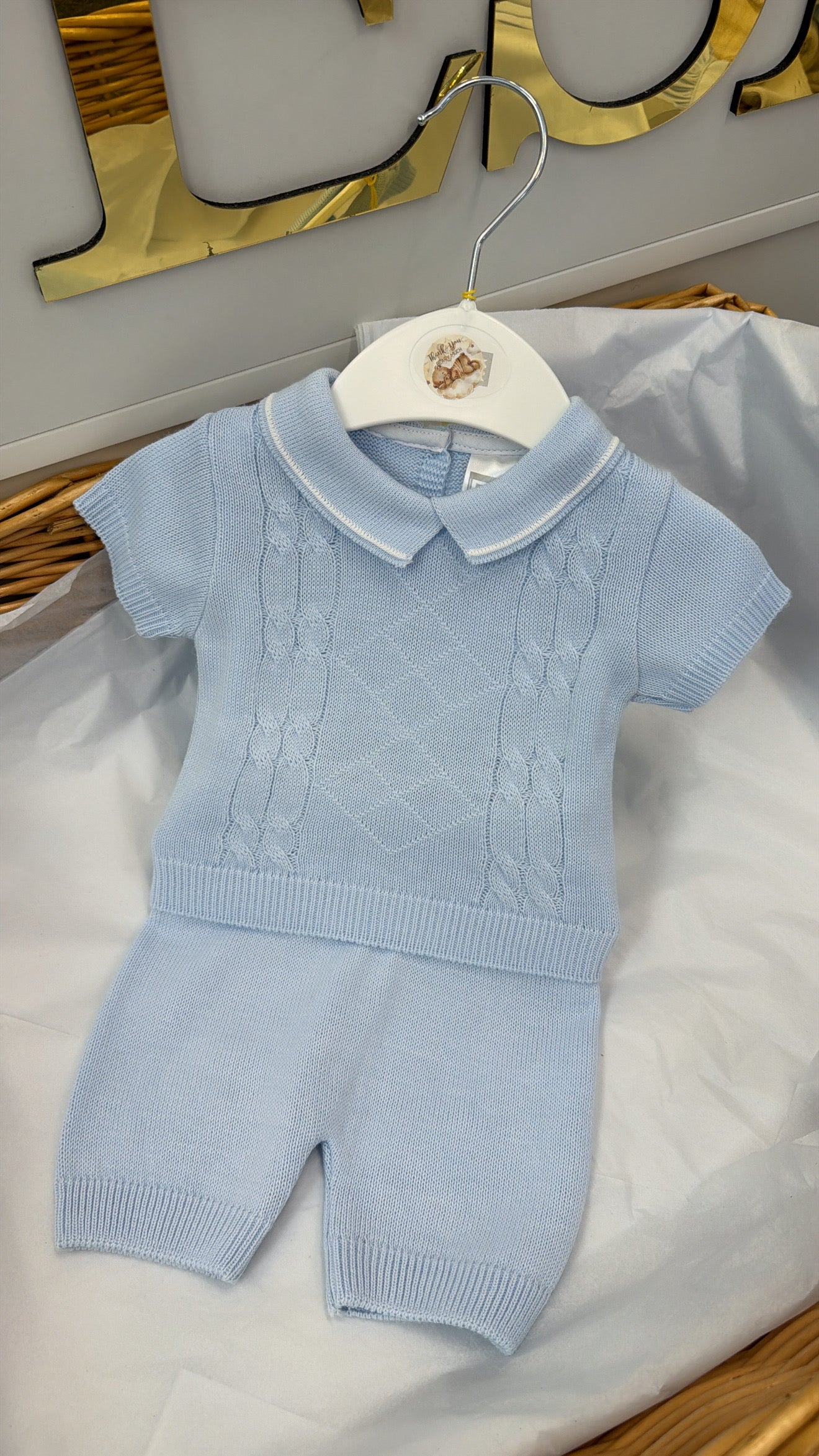 Blue knit short set