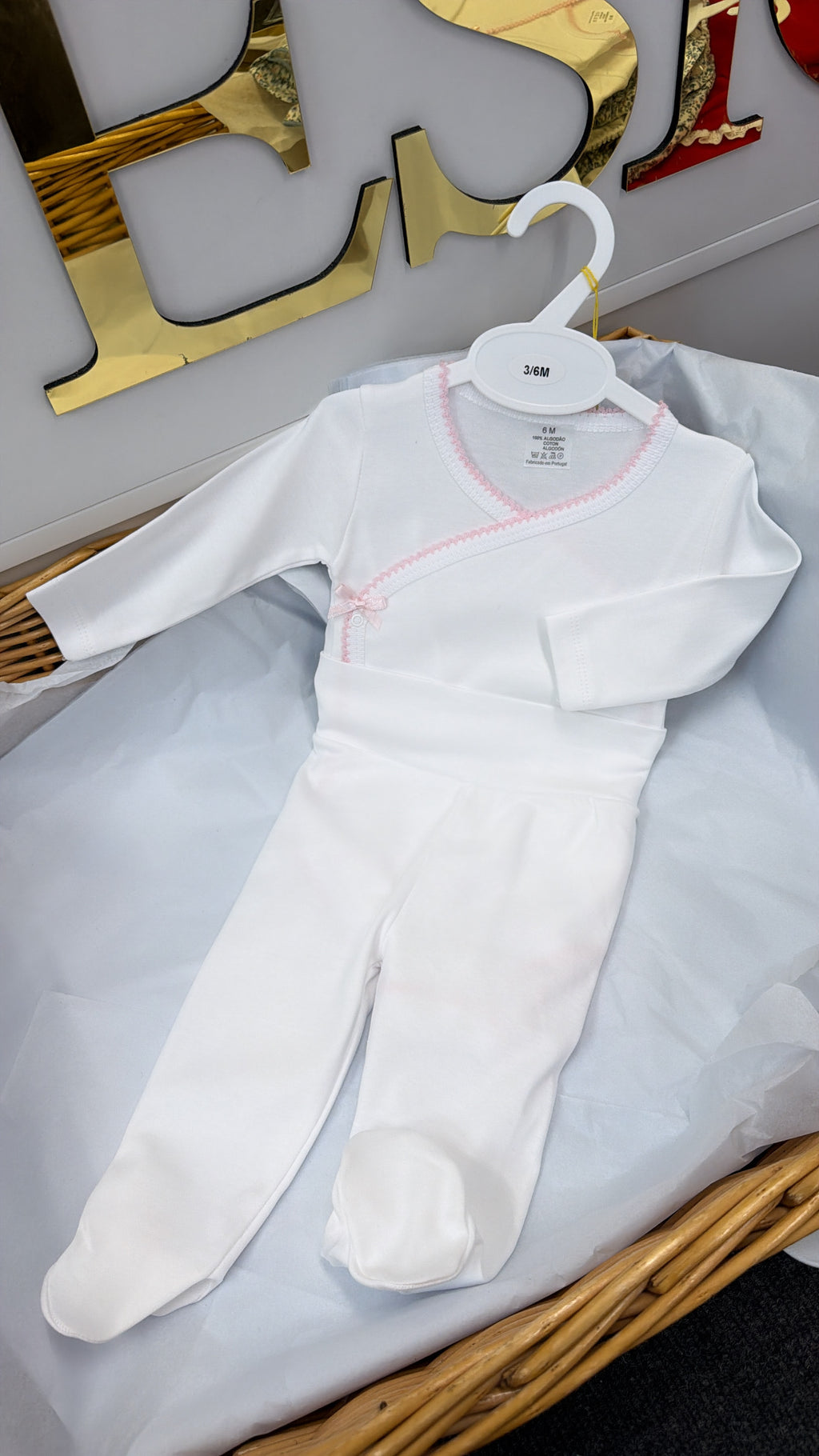 Pink trim trouser and top set