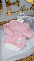 Pink bunny cardigan and pant set