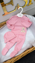 Pink knit bear two piece